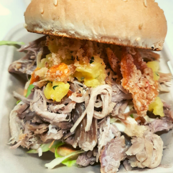 Pork w slaw, apple, thyme, crackle